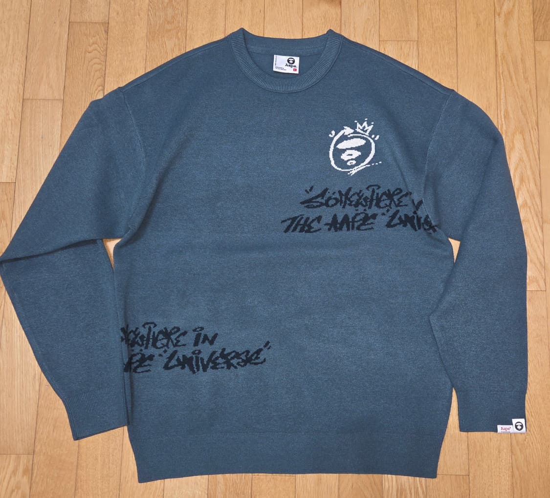 Aape 문페이스 크루넥 니트 L 에메랄드 그린 상품이미지1