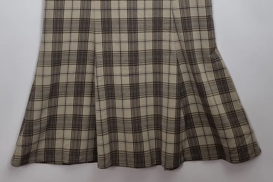 로리즈팜 베이지 밴딩 체크 머메이트 스커트 상품이미지4