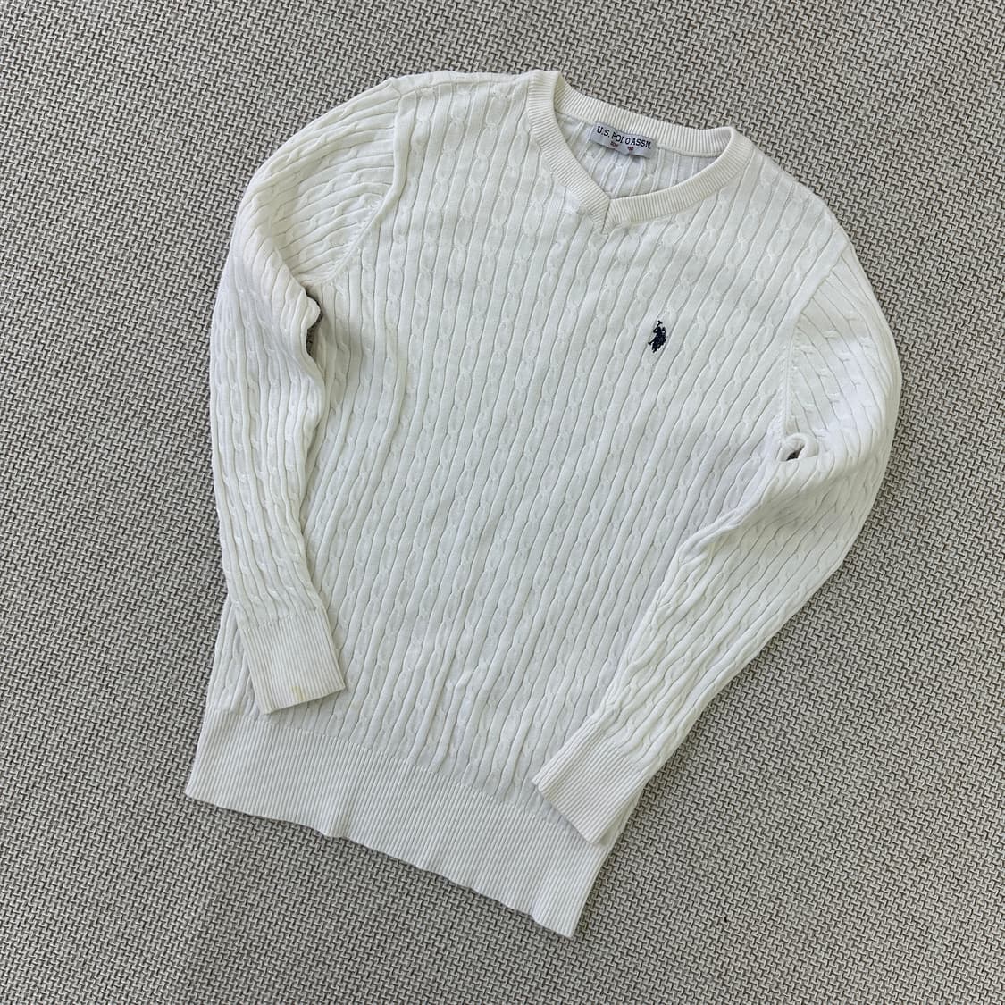 S US폴로 브이넥 케이블 니트 0423D 상품이미지1