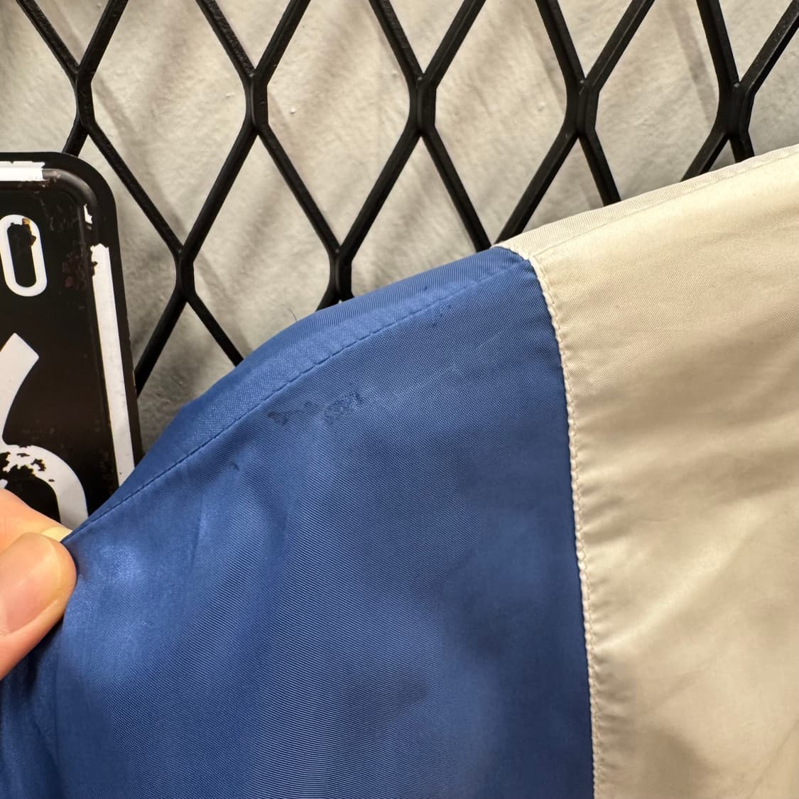 90s 아디다스 올드스쿨 바람막이 전후면 패턴 포인트 블루 화이트 상품이미지10