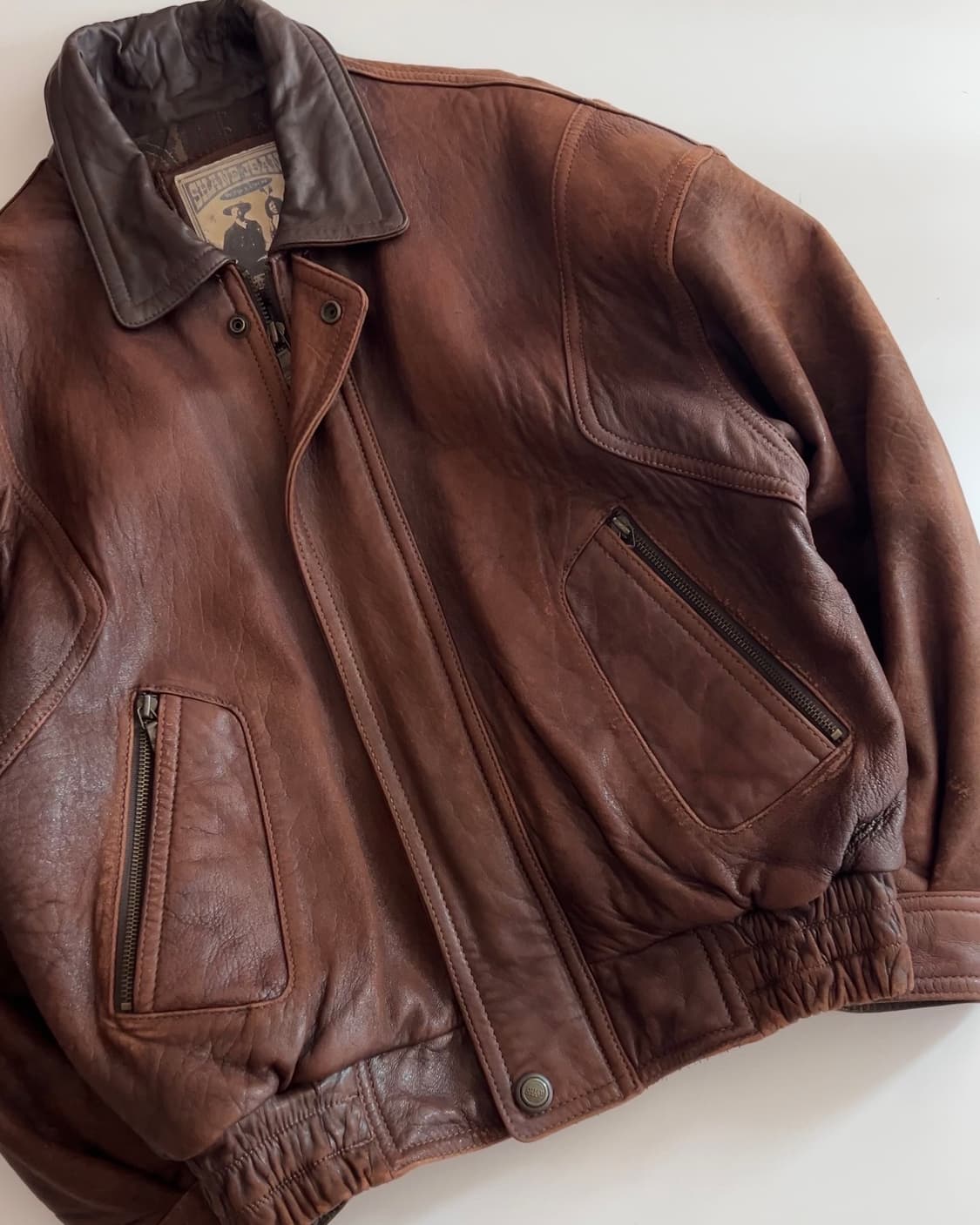 셰인 진스 90s 브라운 램 스킨 레더 봄버 자켓  95 상품이미지2