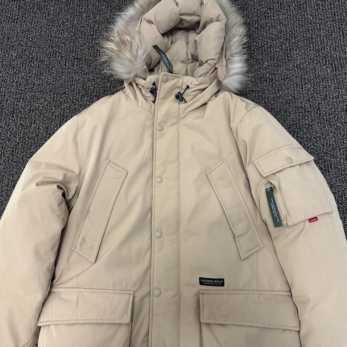 커버낫 라쿤털 덕다운 롱패딩 베이지 M 상품이미지2