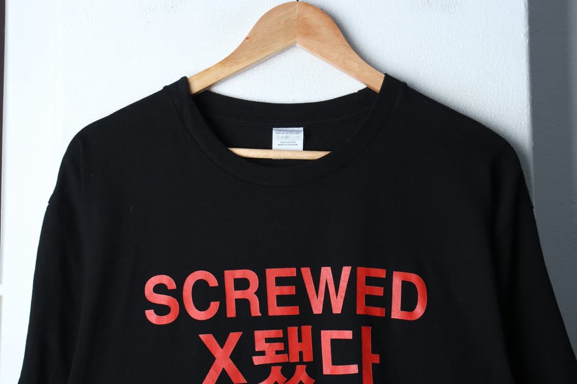 (XL-2XL) 브랜드빈티지 반팔 티셔츠 레터링 블랙-H3H33866 상품이미지3