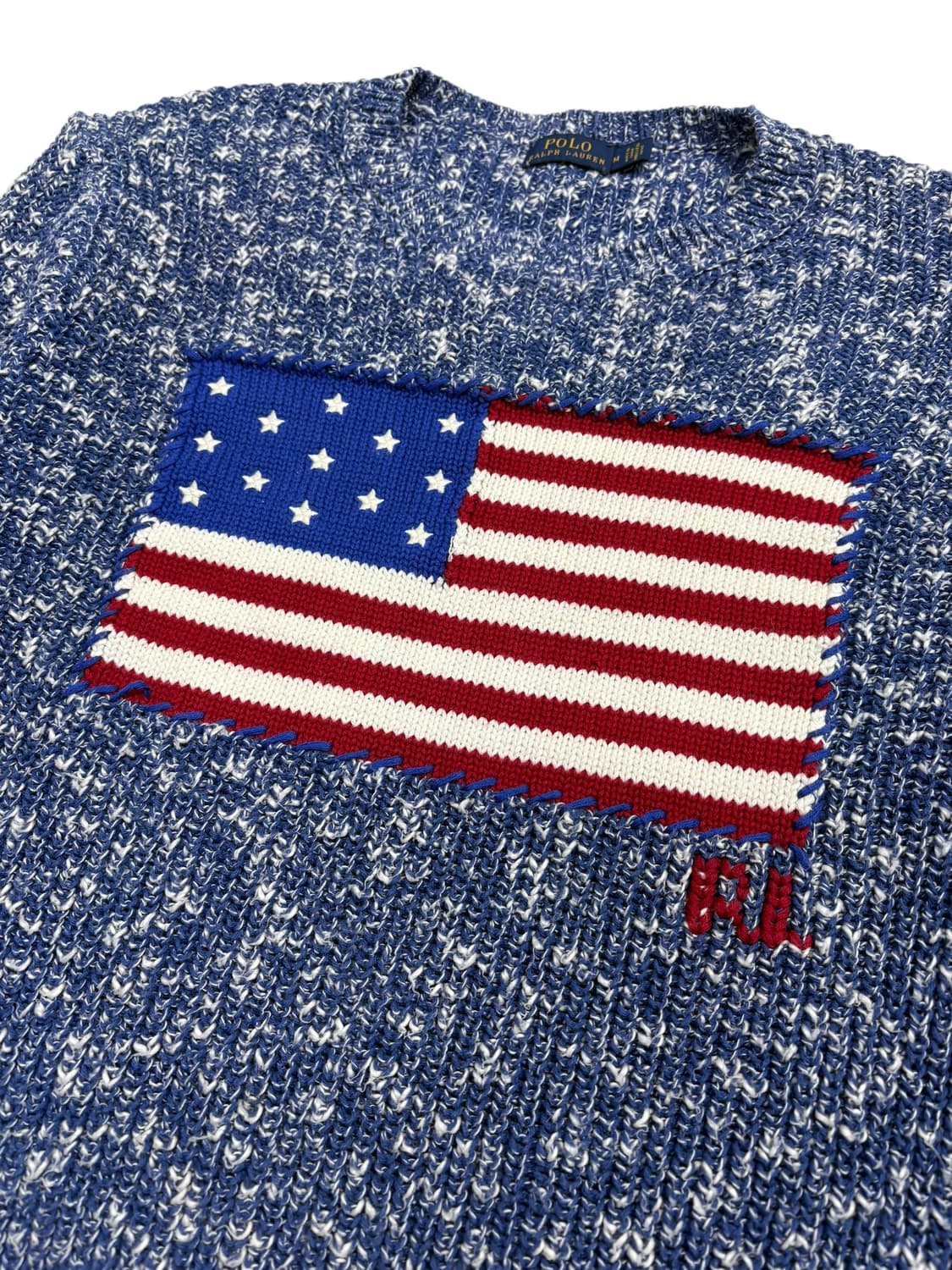 폴로 랄프로렌 성조기 코튼 니트 스웨터 블루 상품이미지6
