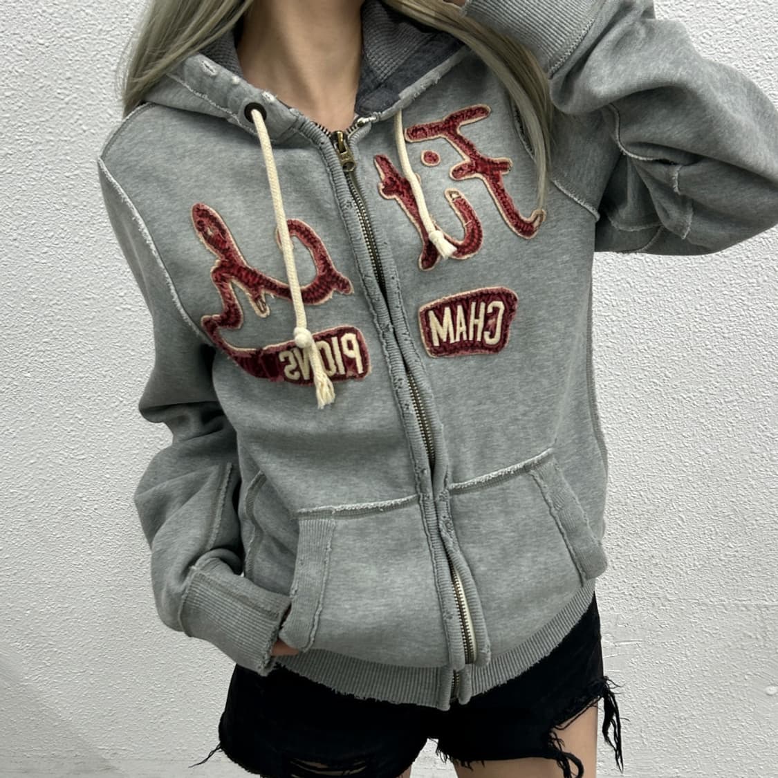 아베크롬비 센터로고 그레이 후드집업 M 상품이미지1