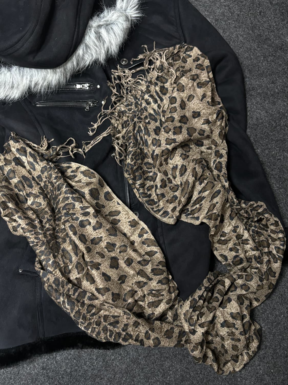 Vintage y2k punk Leopard muffler 상품이미지3