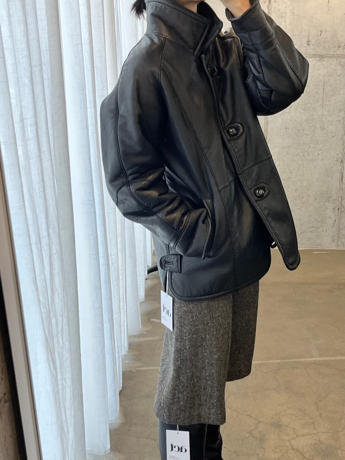 버팔로 물소 가죽 자켓 블랙 상품이미지2