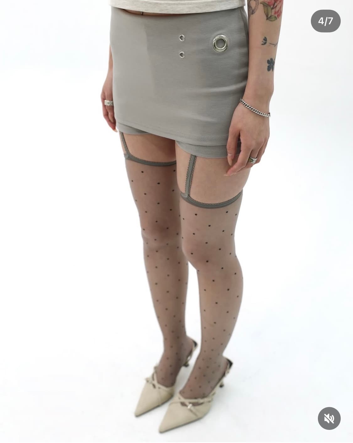 미애 아일렛 미니 팬츠스커트 베이지 상품이미지1