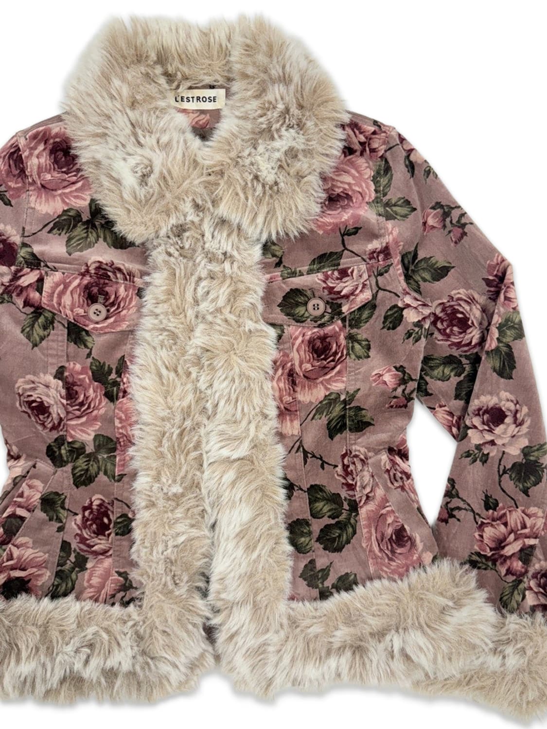 빈티지 L'est rose 핑크로즈 슬림핏 퍼 자켓 상품이미지2