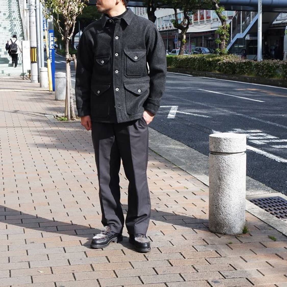 포스트오버롤즈 크루저 멜튼울 자켓 블랙 L사이즈 Postoveralls 상품이미지3