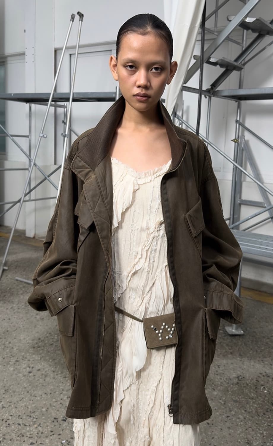 Open yy RUFFLE LACE MIX DRESS 상품이미지1