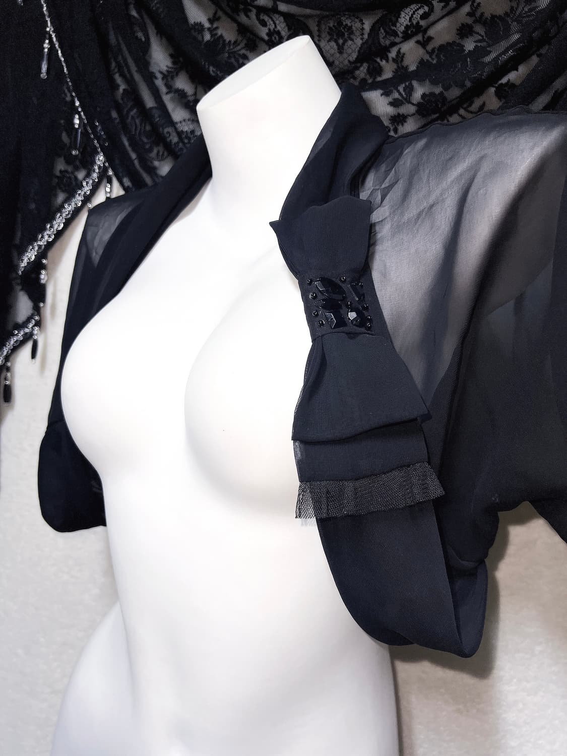 로맨틱고딕 고스로리 펑크 갸루 시스루 쉬폰볼레로 가디건 리본장식 페어리 상품이미지2