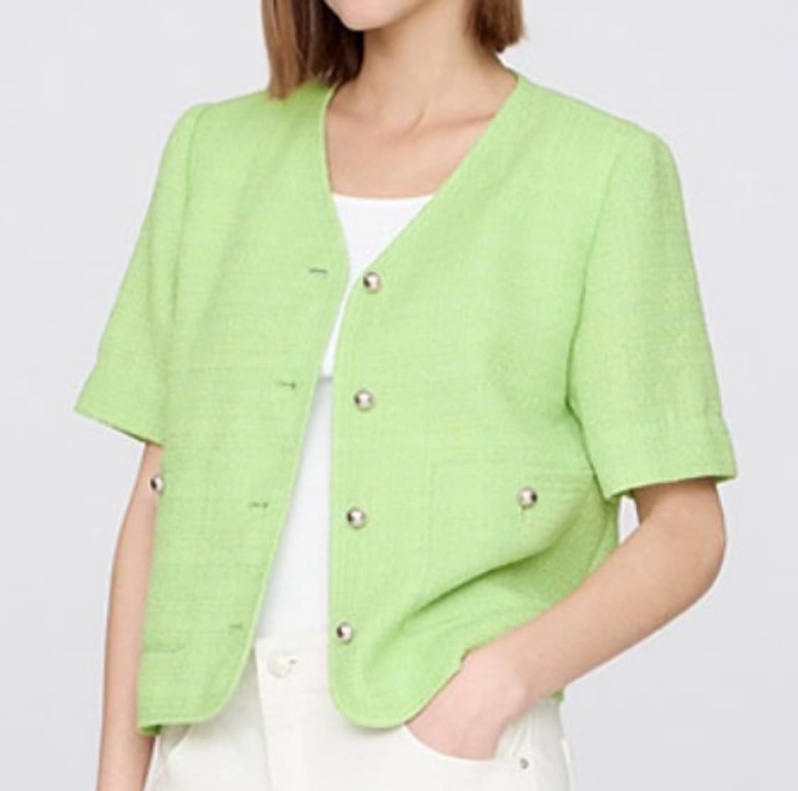 LIST 리스트 트위드 반팔 자켓 그린 상품이미지9