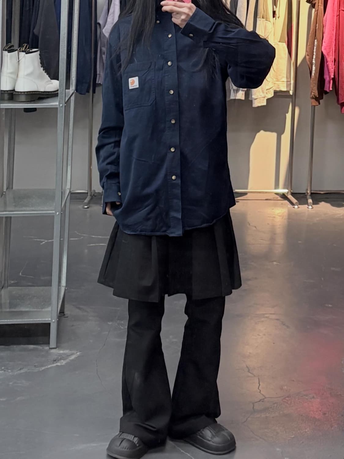 칼하트 네이비 워크셔츠 A3513 상품이미지1