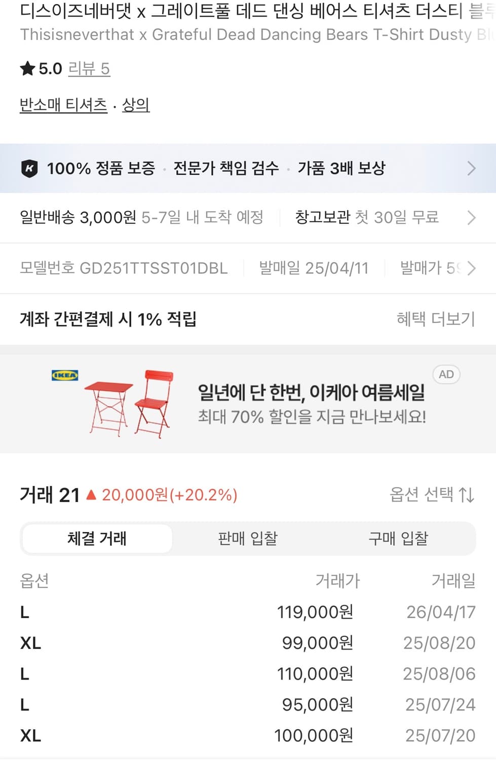 디스이즈네버댓X그레이트풀데드 반팔 상품이미지2