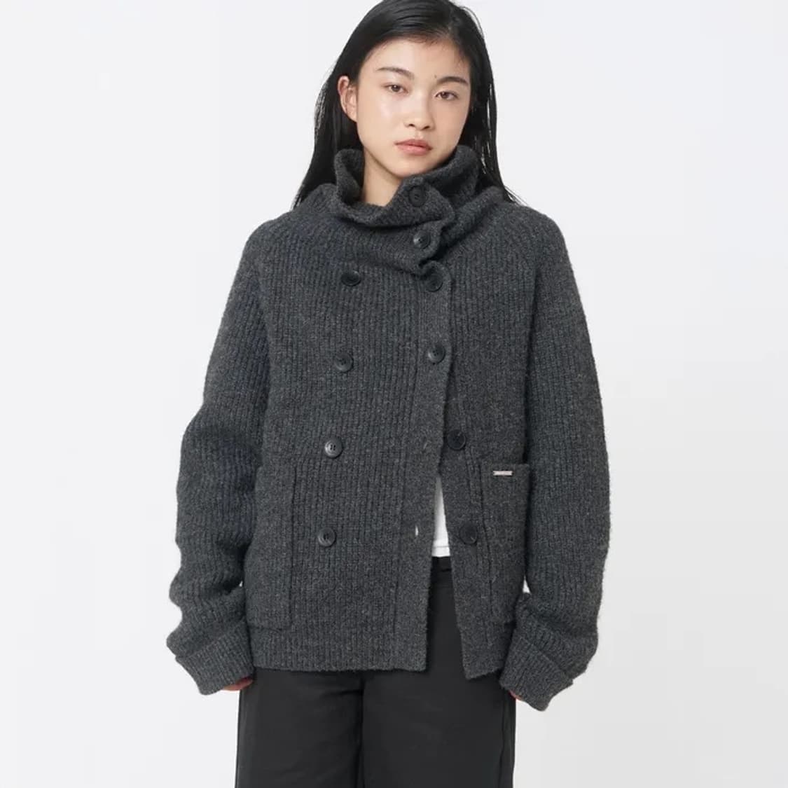 미세키서울 니트가디건 차콜 상품이미지1