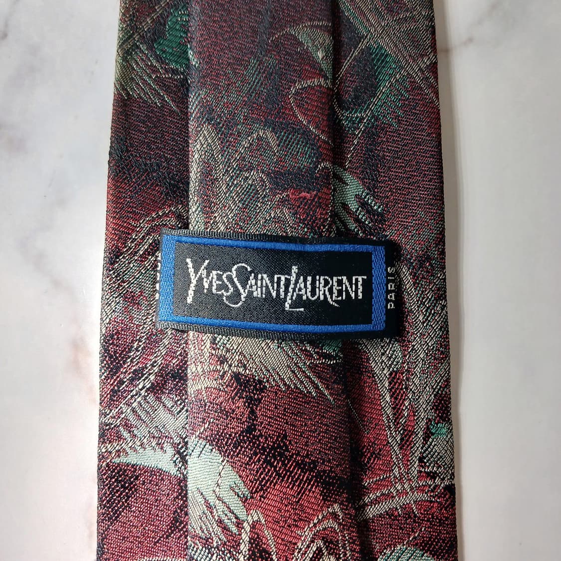 입생로랑 실크 브라운 자카드 패턴 넥타이 8.8cm B등급 E852 상품이미지5