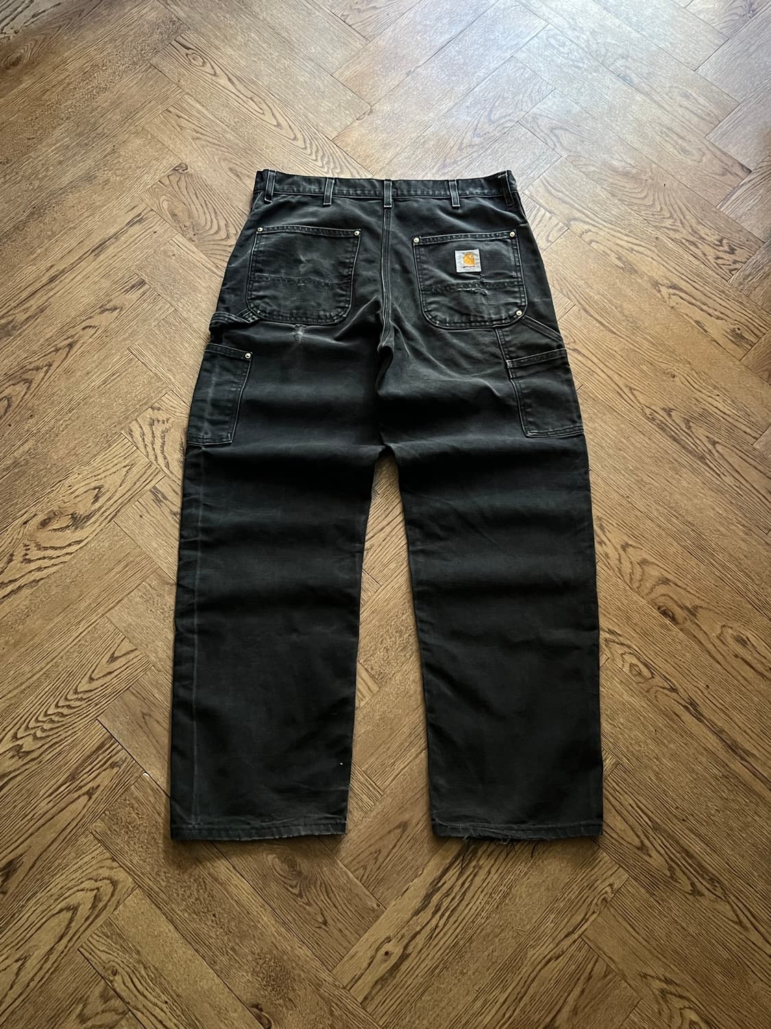 [36]칼하트 Made in USA 빈티지 페이딩 블랙 더블니 워크 팬츠 상품이미지2