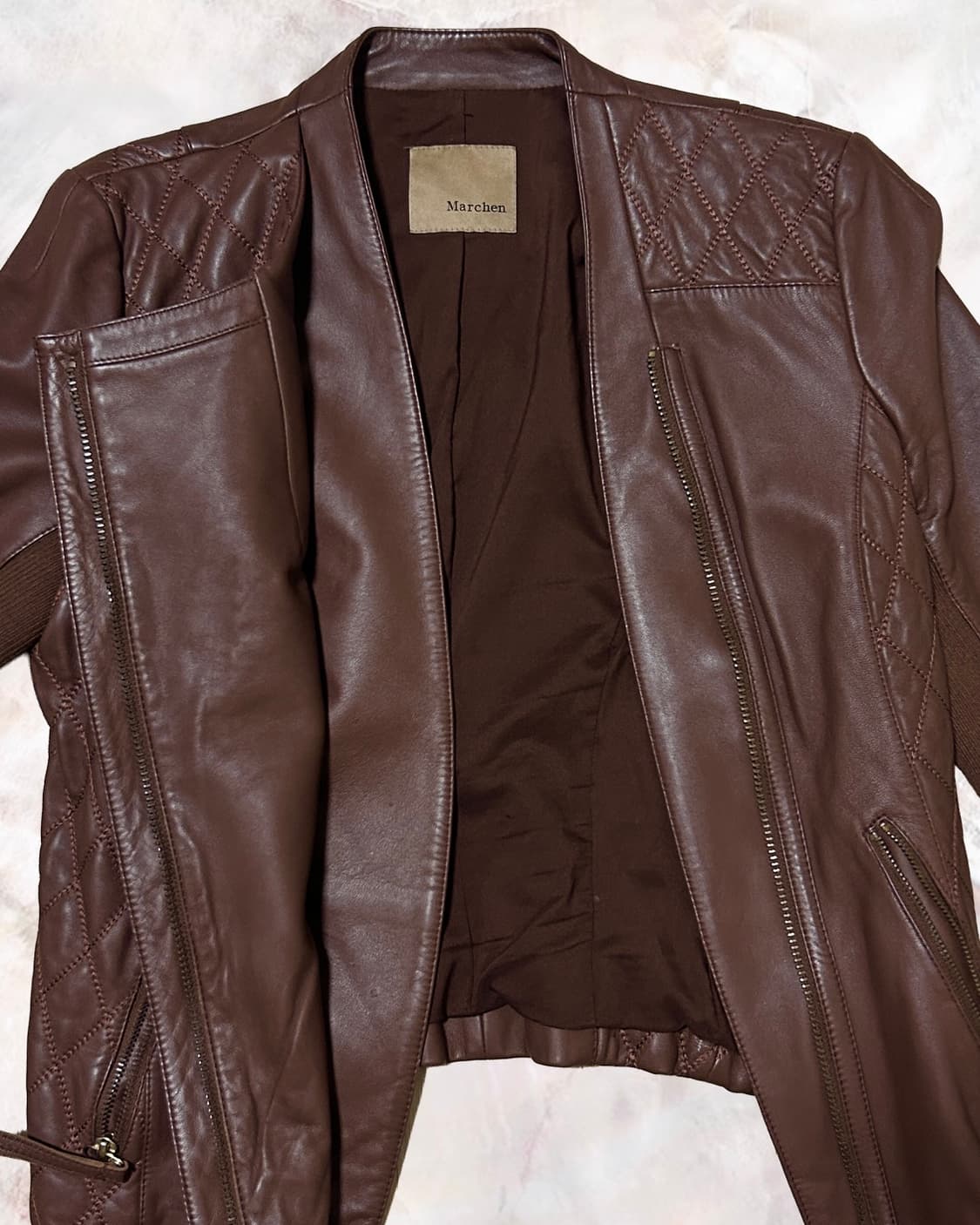 빈티지 니트믹스 브라운양가죽 자켓 상품이미지3