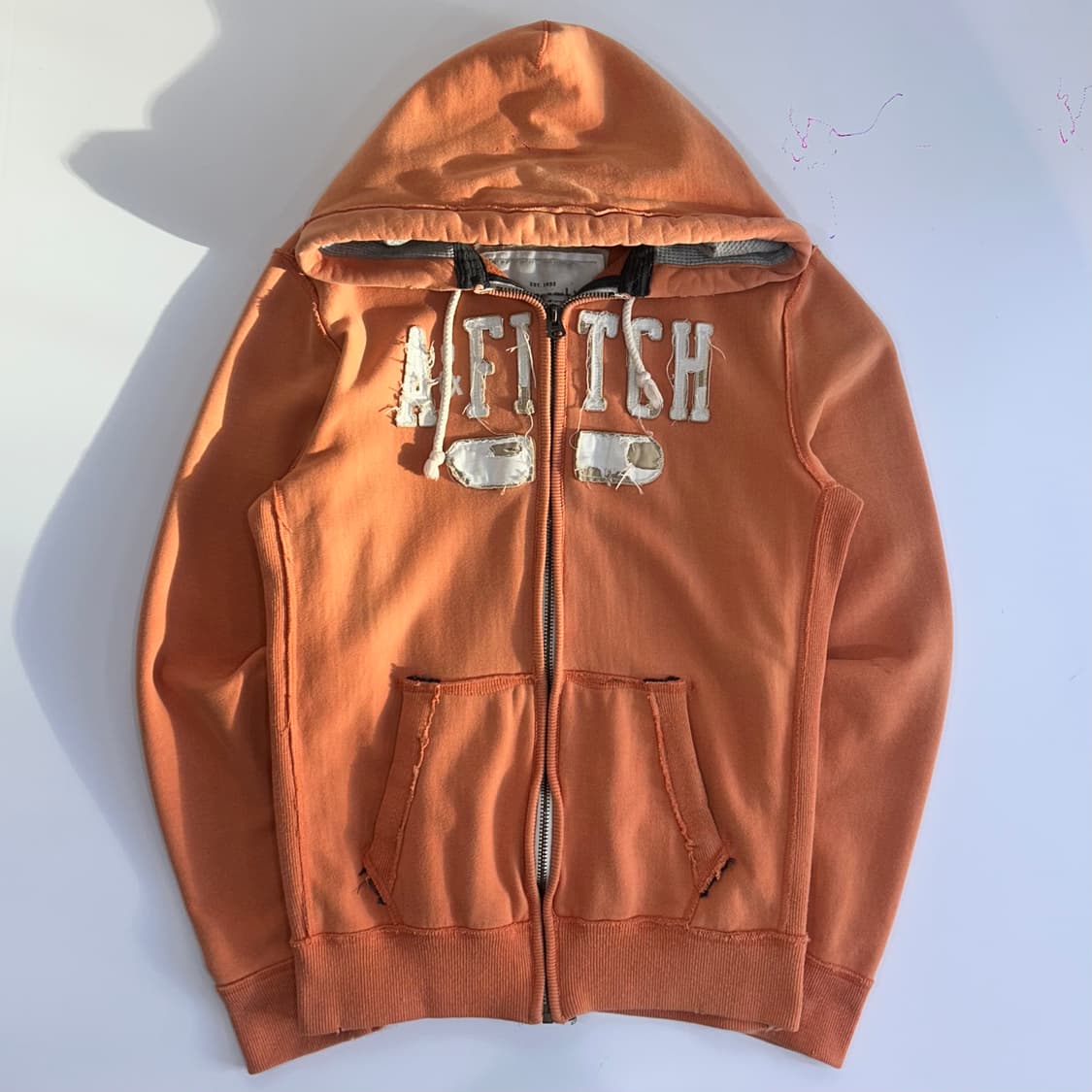 Abercrombie 아베크롬비 그런지 화이트 로고 오렌지 후드집업  상품이미지3