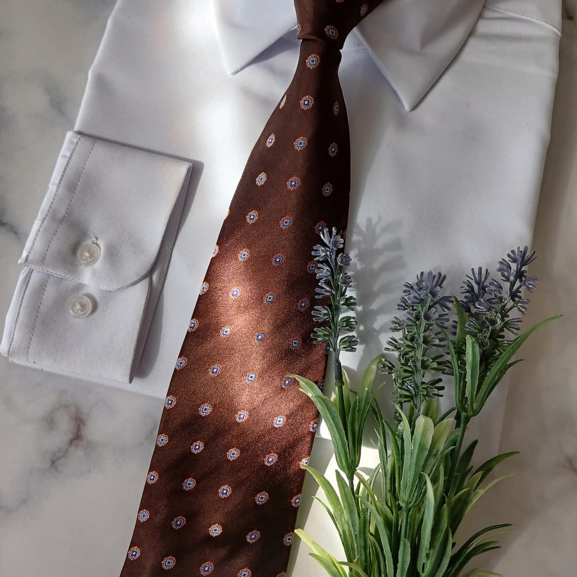폴스튜어트 실크 브라운 미세 패턴 넥타이 8.8cm A+등급 A18950 상품이미지5