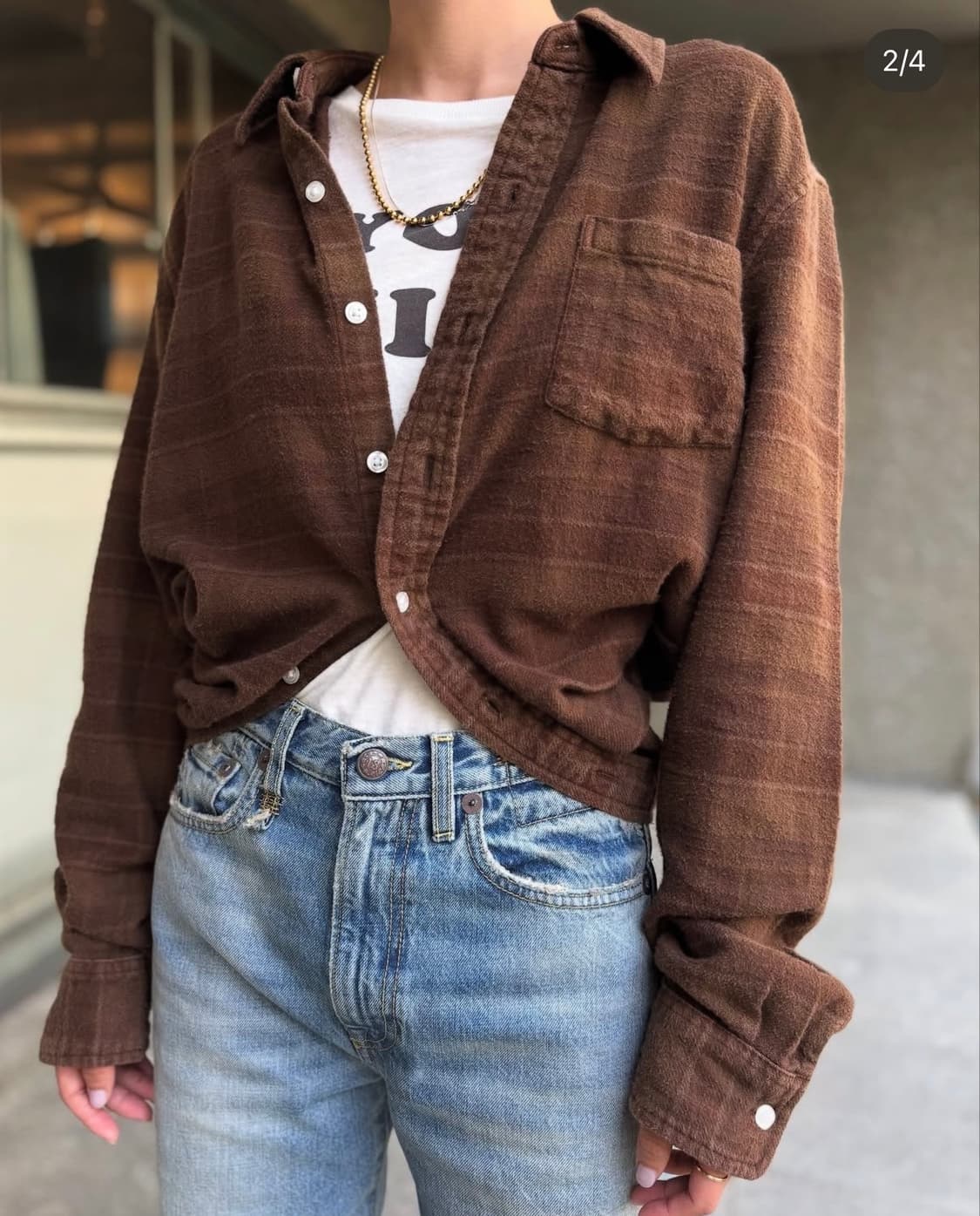 R13 랩 어라운드 체크 셔츠 브라운 새상품 상품이미지1