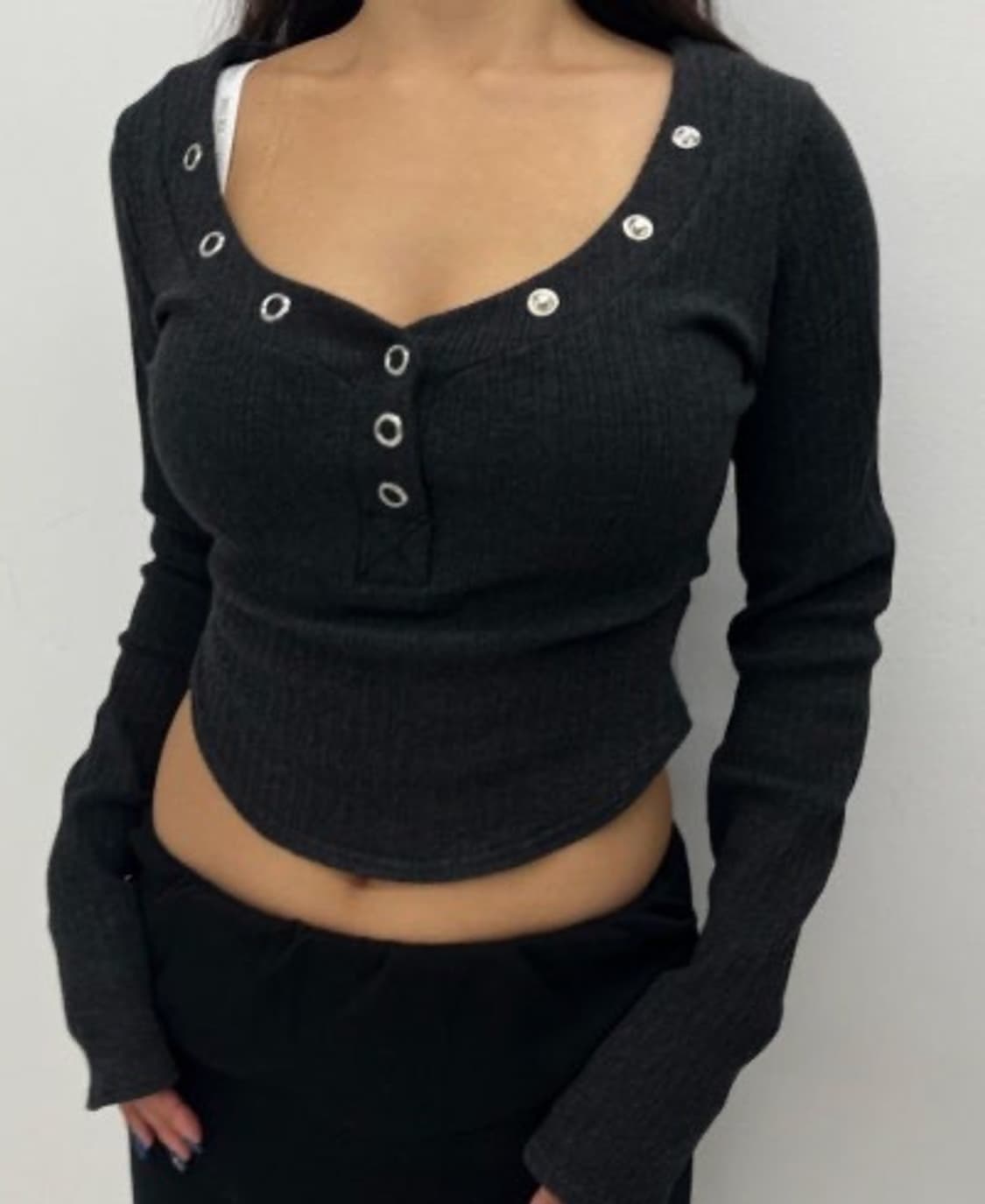 플리즈노팔로우 버니탑 차콜색 상품이미지3