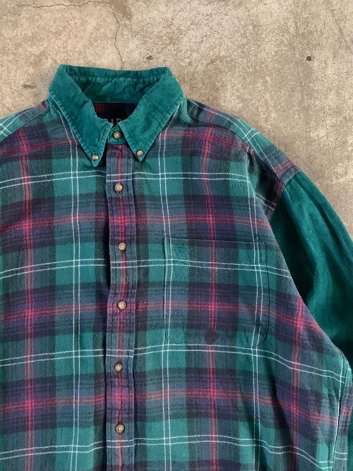 90s 갭 코듀로이 플란넬 스위칭 셔츠 상품이미지2