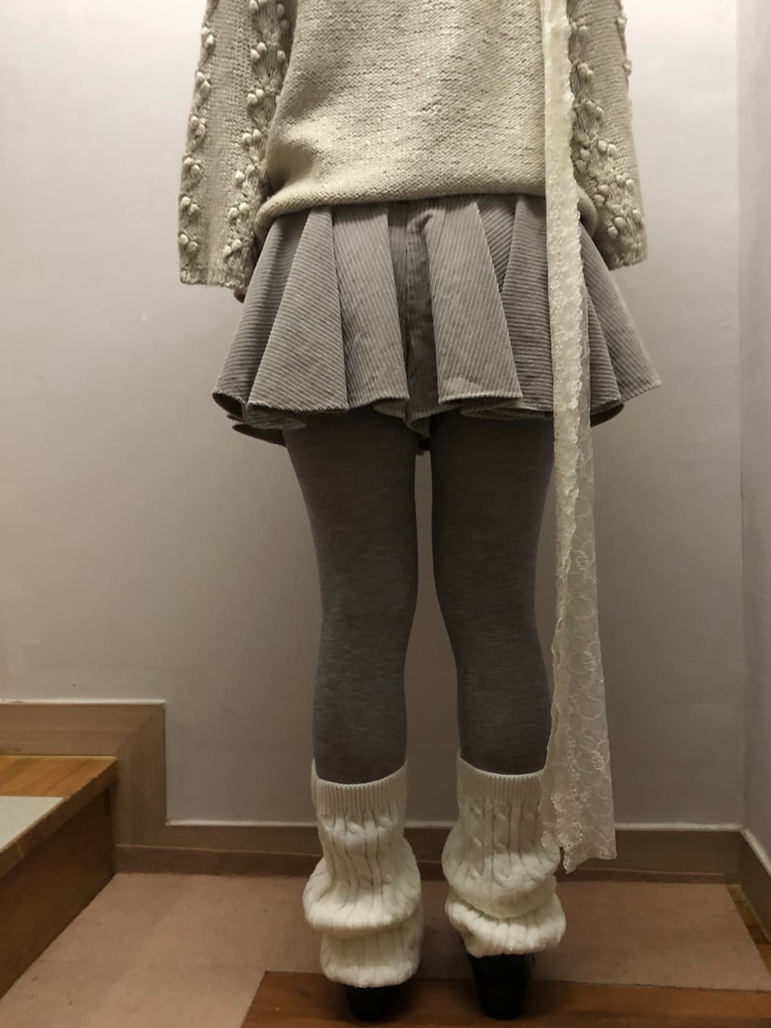 빈티지 베이지 코듀로이 미니 스커트 상품이미지9