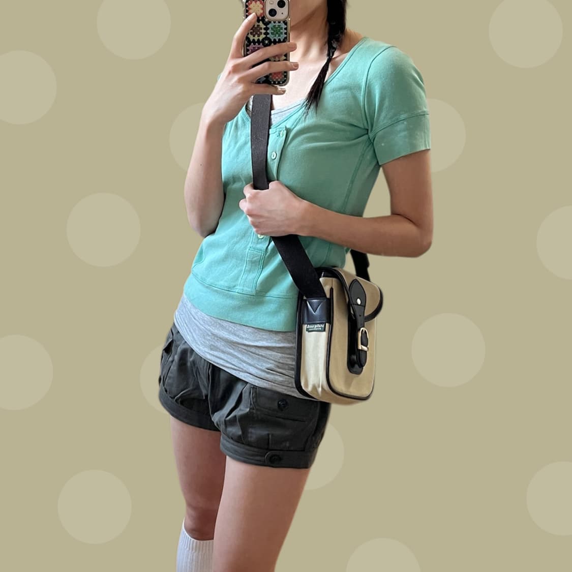 아날로그 무드 캔버스 미니 크로스백 상품이미지2