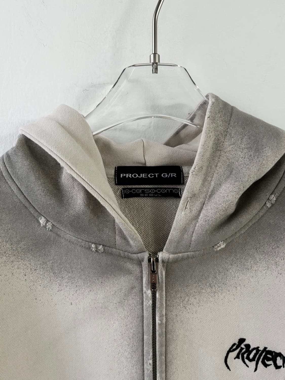 프로젝트 G/R 퓨리어스 로고 아플리케 집 후드 그레이 상품이미지4