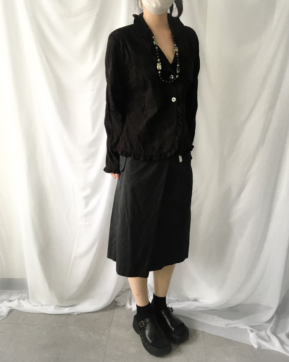 Belted wrap glossy skirt 상품이미지8