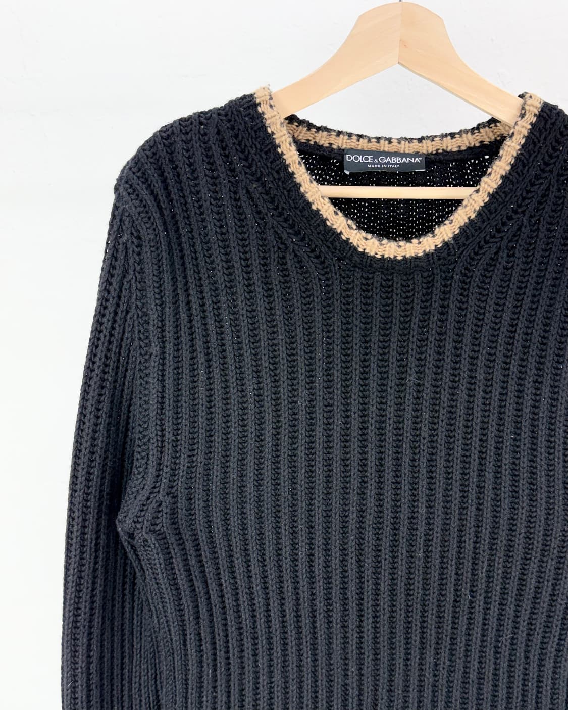 돌체 앤 가바나 라나울 블랙 암 케이블 리브 니트 상품이미지2