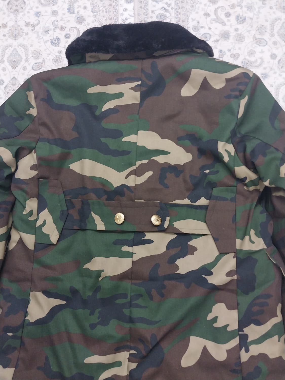 빈티지 밀리터리 카라 퍼 금장단추 코트 F (안쪽 플리스,105-110) 상품이미지5
