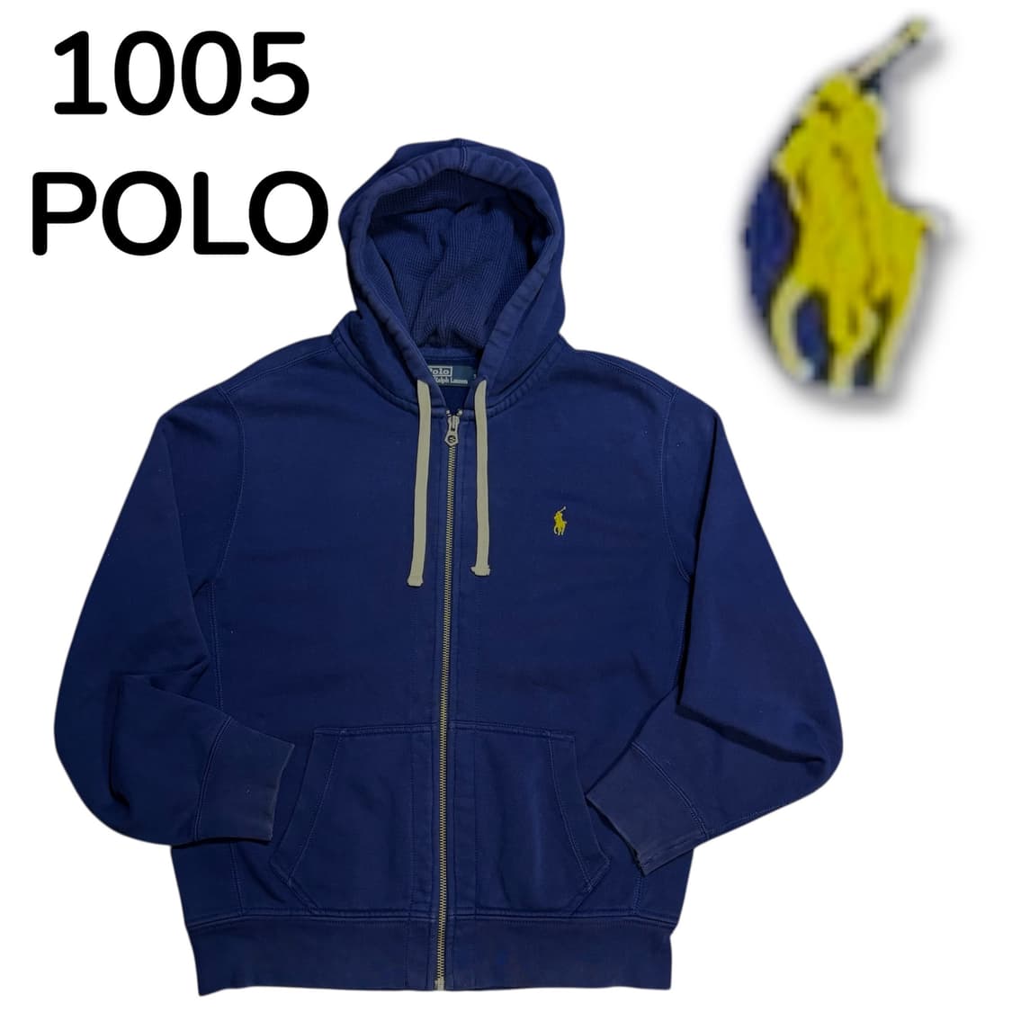두산 폴로 네이비 스몰 로고 후드 집업 XL 상품이미지2