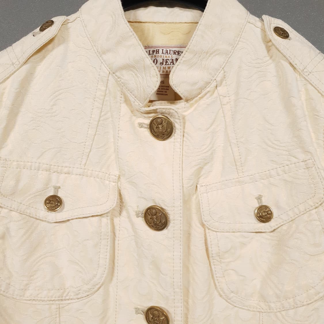 XS) 폴로 랄프로렌 진스 플로럴 자카드 포켓 코튼 버튼 자켓 크림 상품이미지2