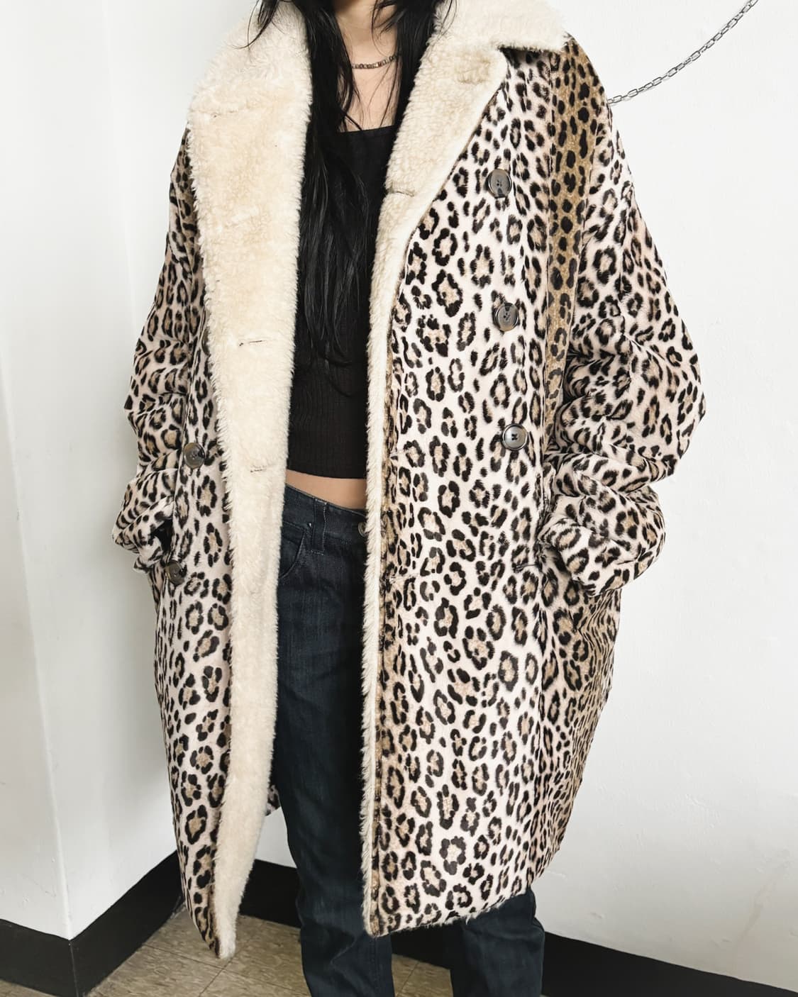 R13 오버사이즈 레오파드 퍼 코트 상품이미지5