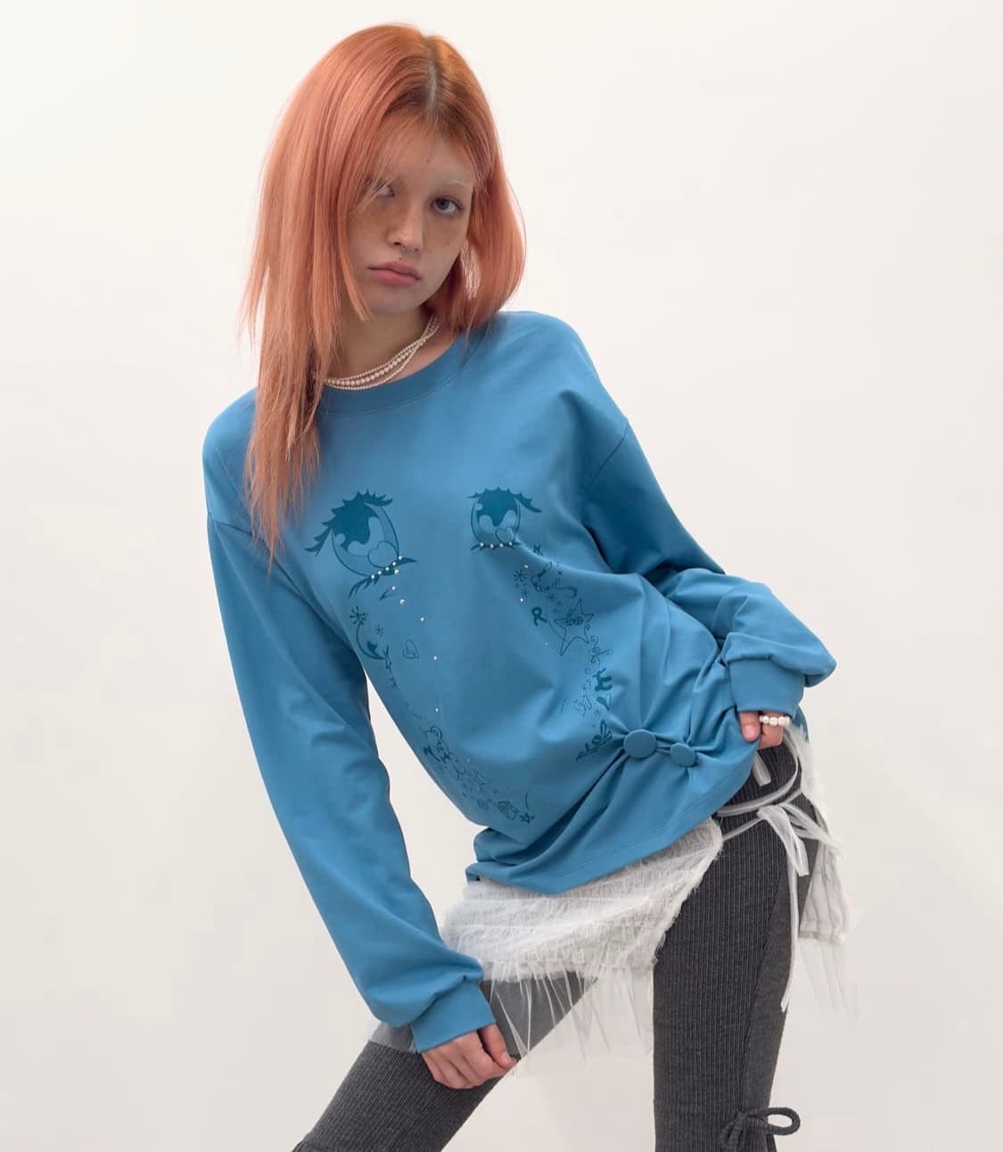 타입서비스 Cry Eyes Ruched Top [Blue] 상품이미지2