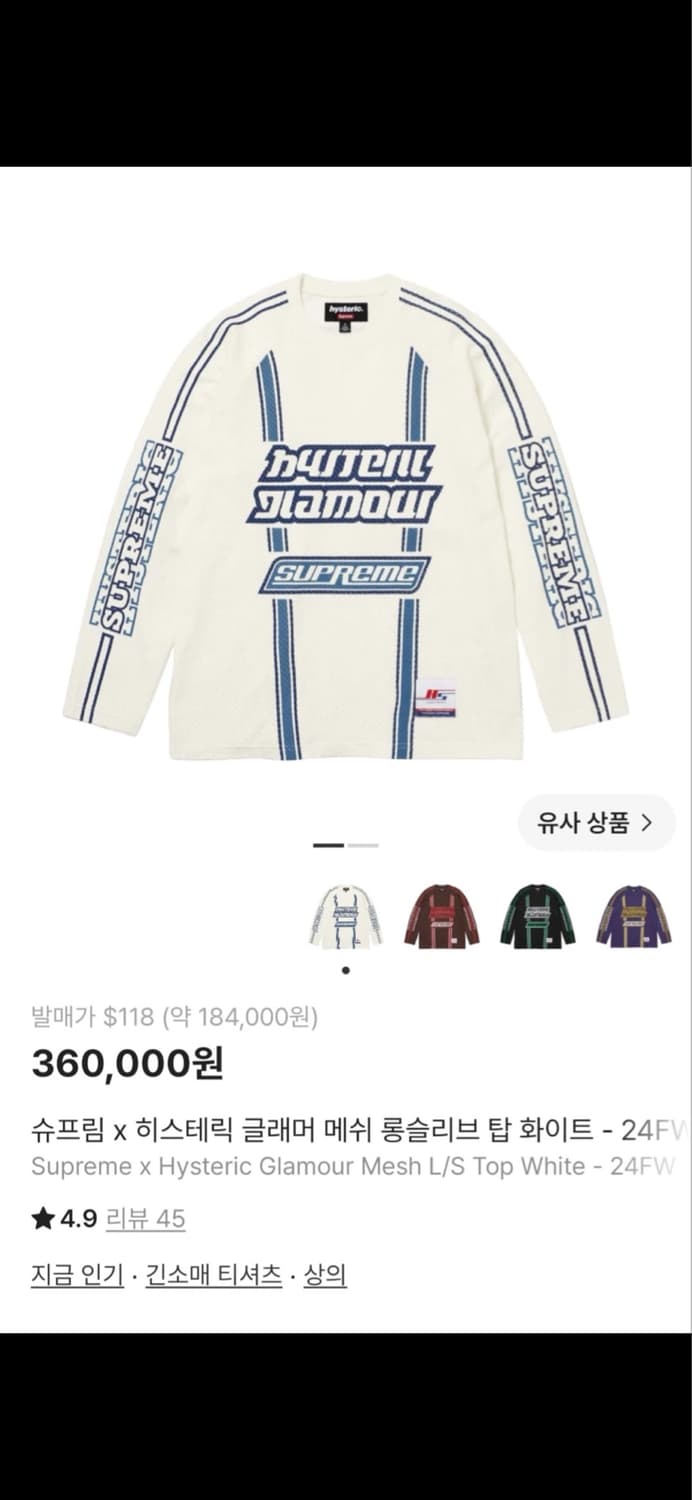 슈프림 히스토릭 글래머 메쉬 롱슬리브 화이트 상품이미지3