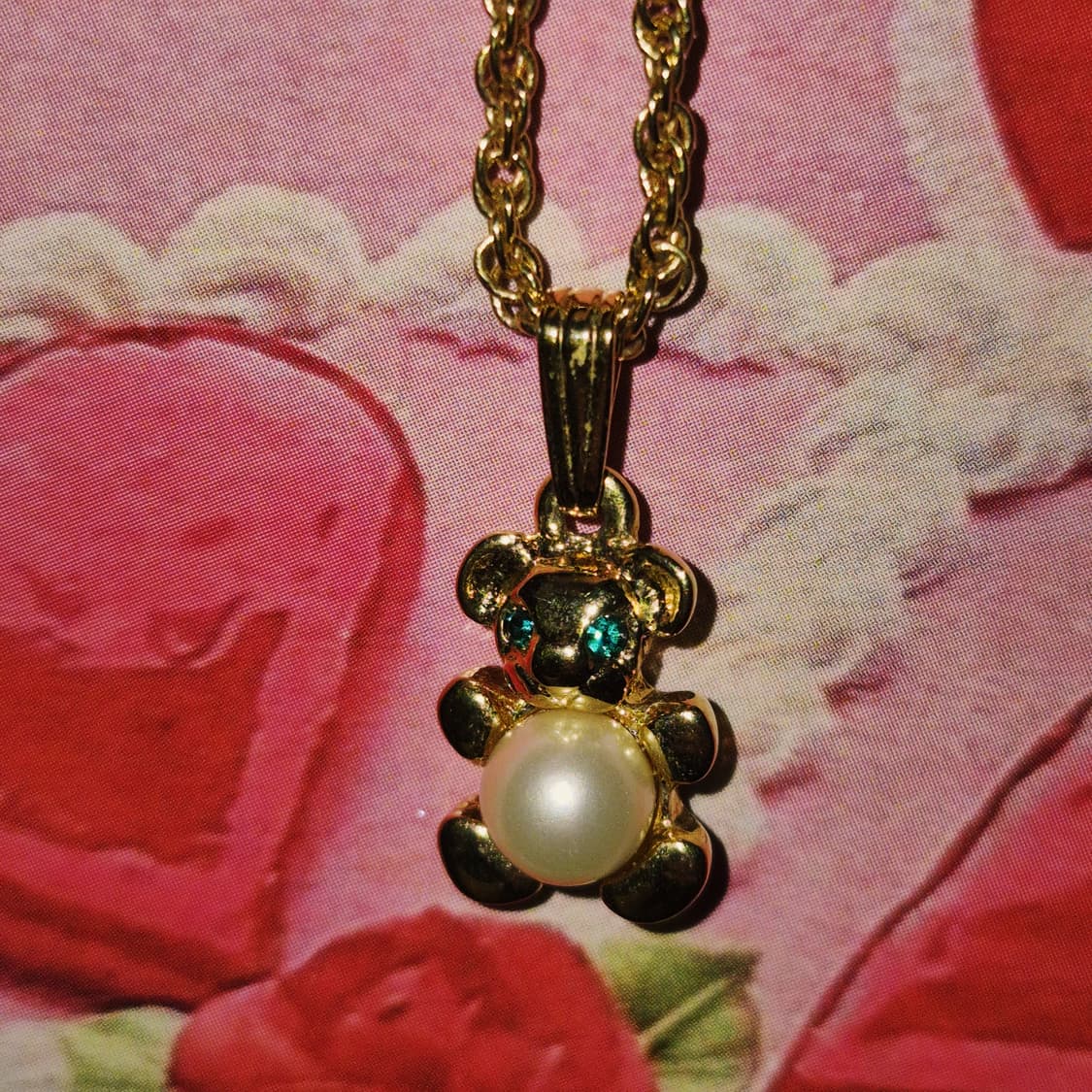 80s 프랑스 꾸레쥬 골드 테디베어 진주 목걸이 상품이미지10