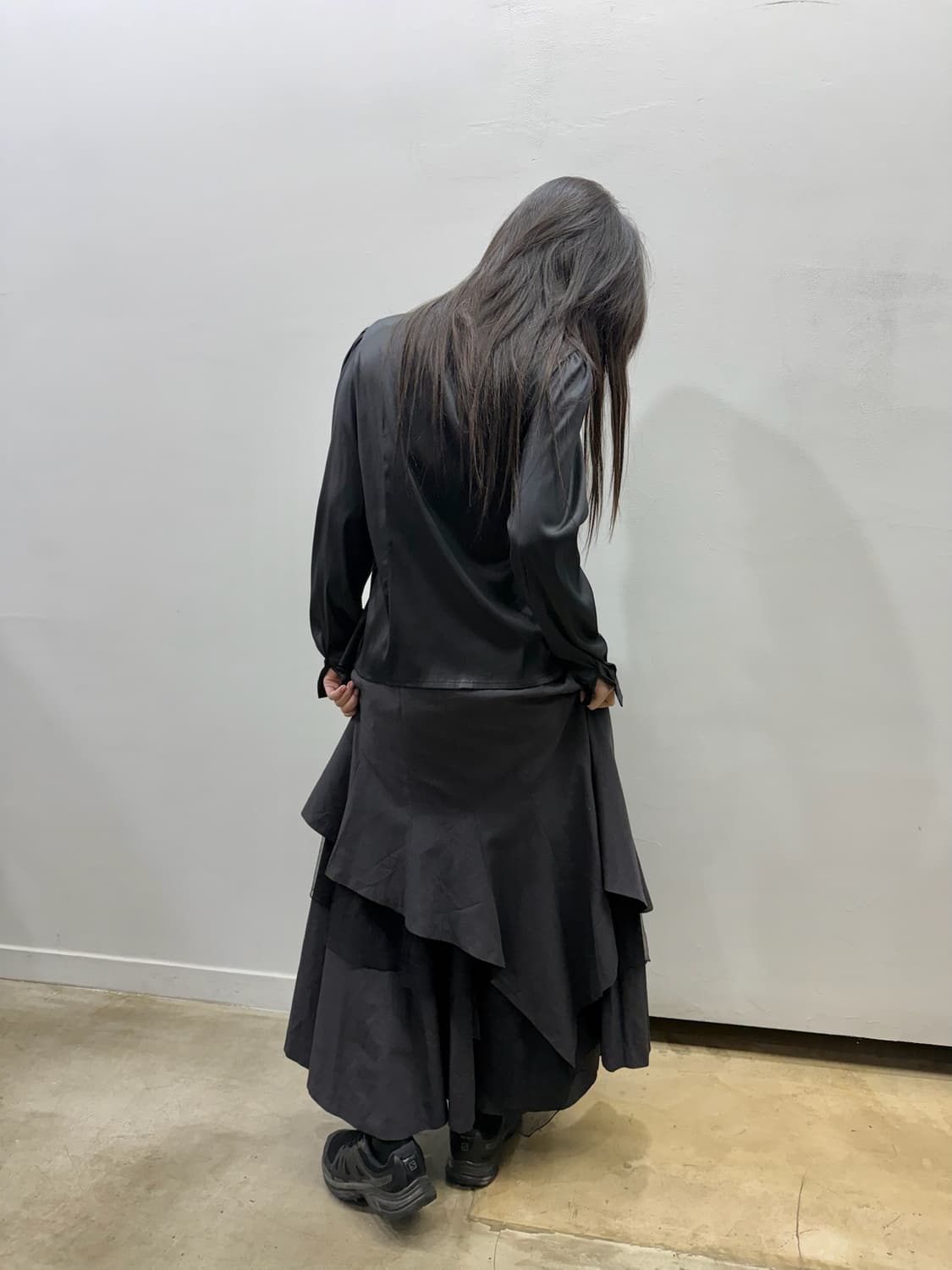 미니멀 레이어드 디자인 롱 스커트 상품이미지3