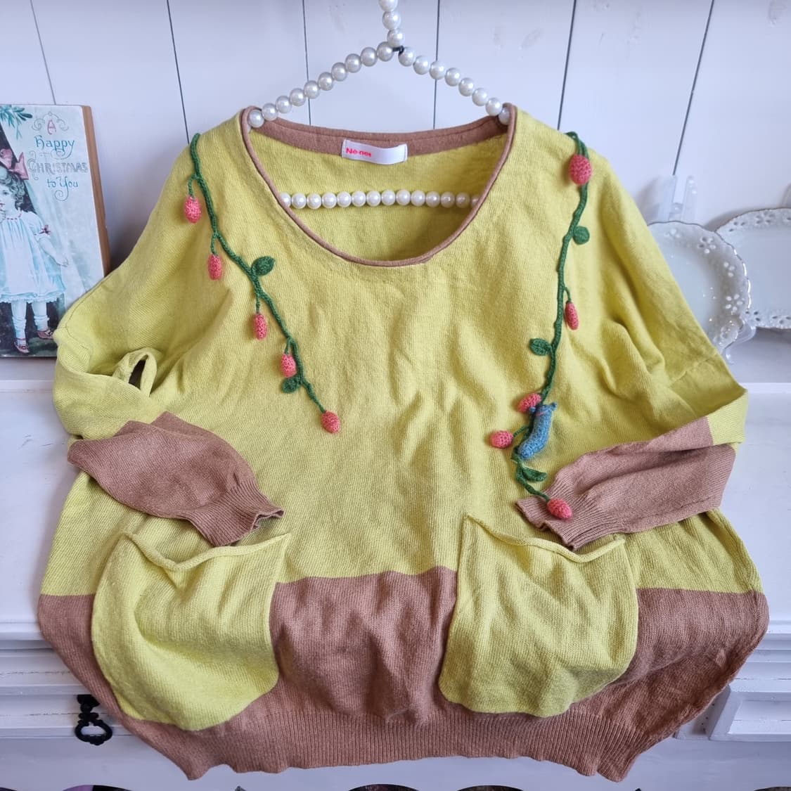 Ne-net(네넷)입체 뜨개자수 니트 루즈핏 상품이미지4