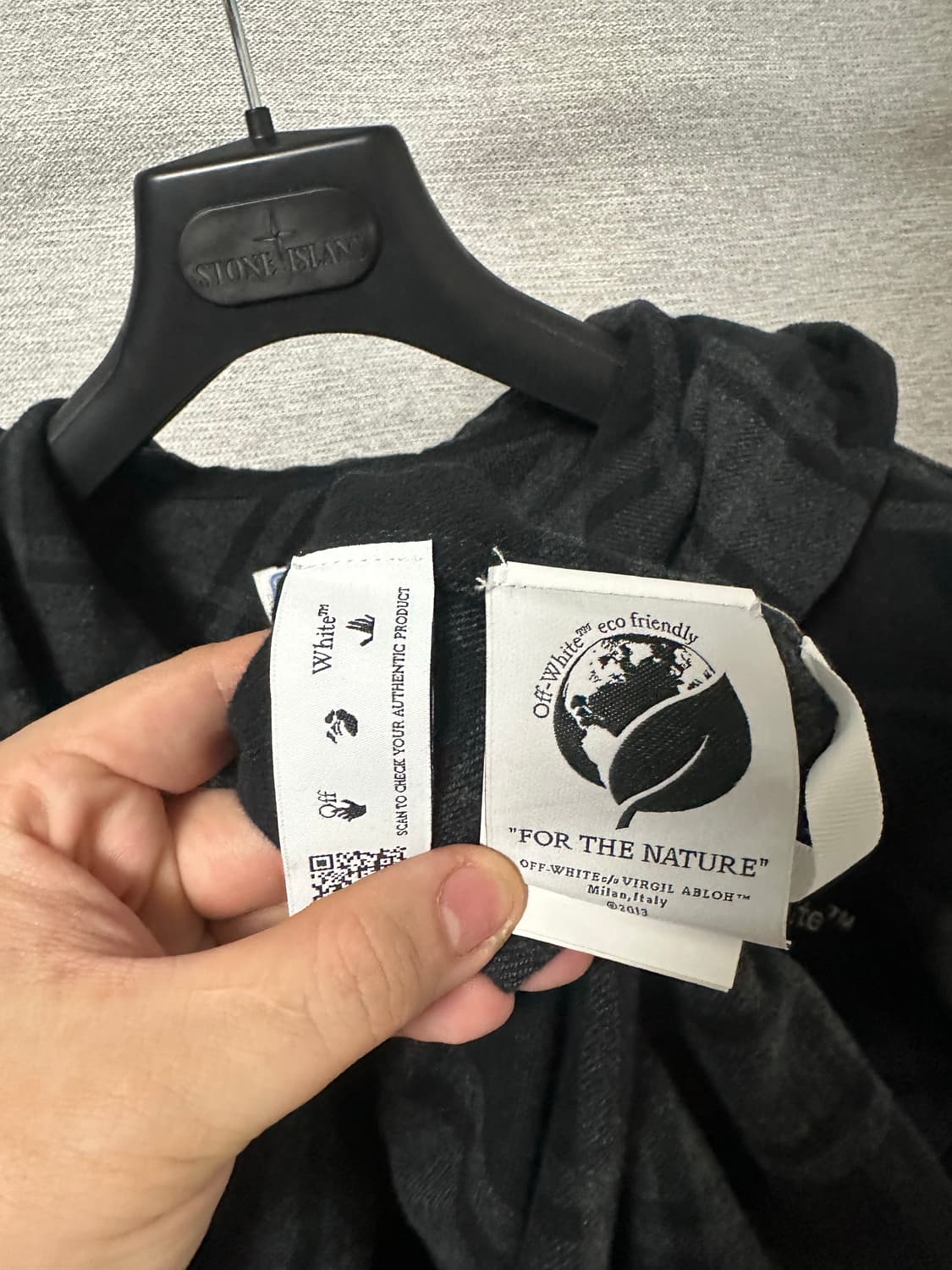 오프화이트 플란넬 자수 로고 후드셔츠 (XL)  상품이미지6