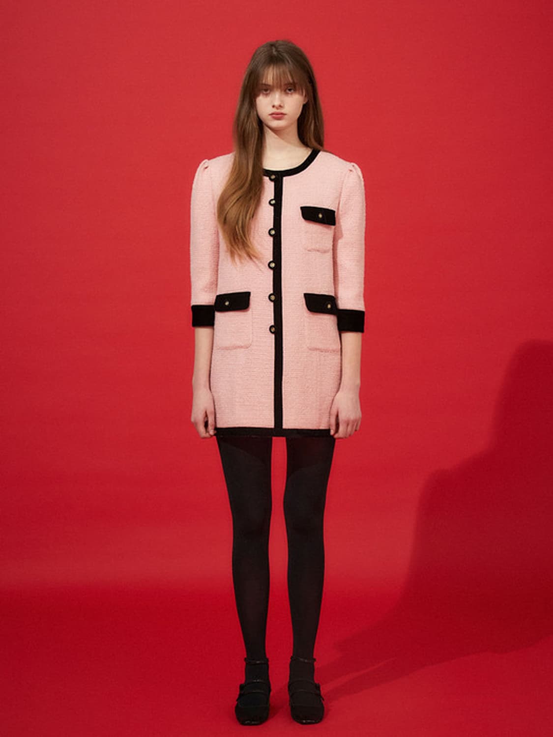 쟈니헤잇재즈 퍼프 버튼 미니 드레스 핑크 상품이미지3