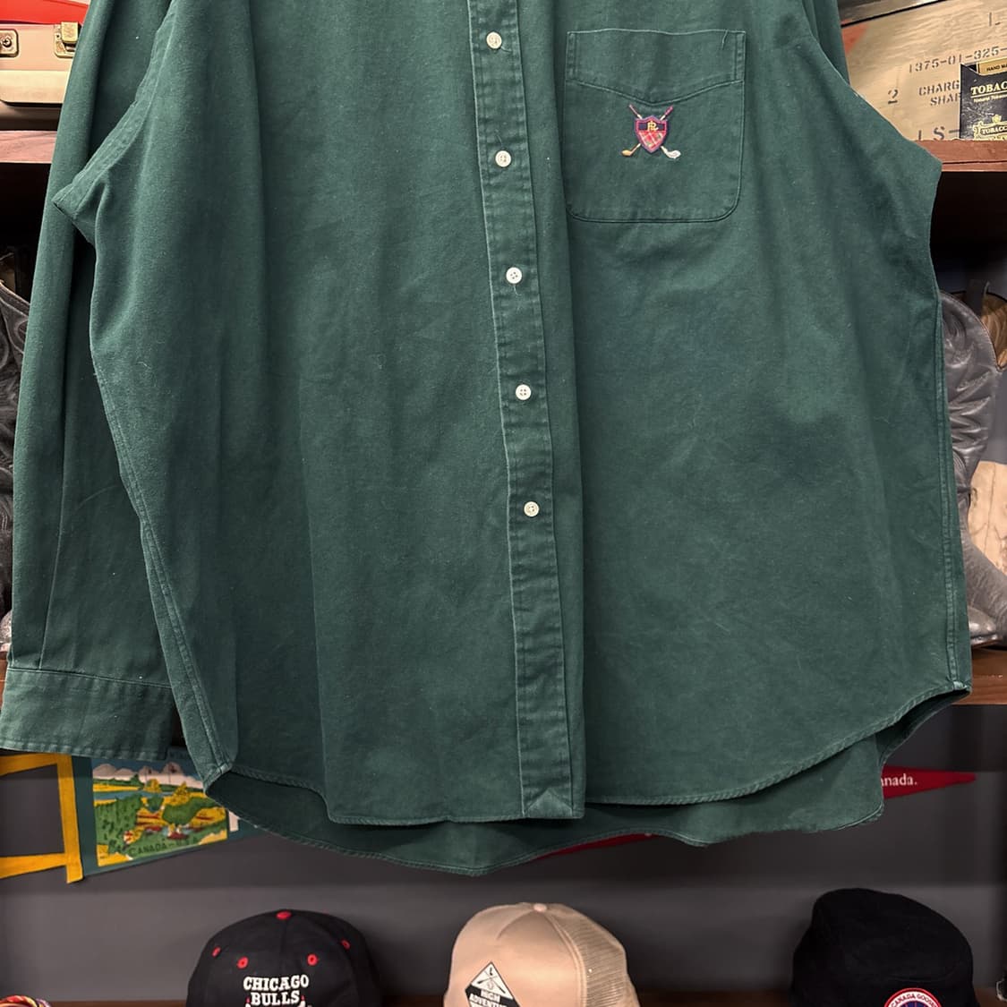 90s 폴로 랄프로렌 골프클럽 와펜 틸덴 코튼 버튼다운셔츠 N933 상품이미지4