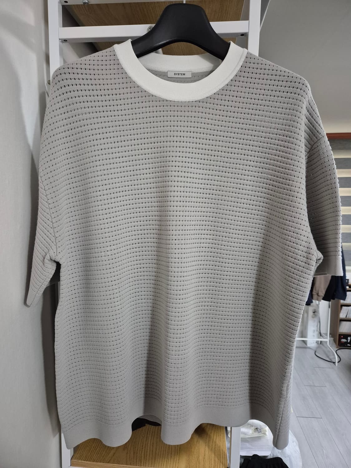 시스템옴므 펀칭 레이온 니트 반팔티 105 라이트그레이 상품이미지1