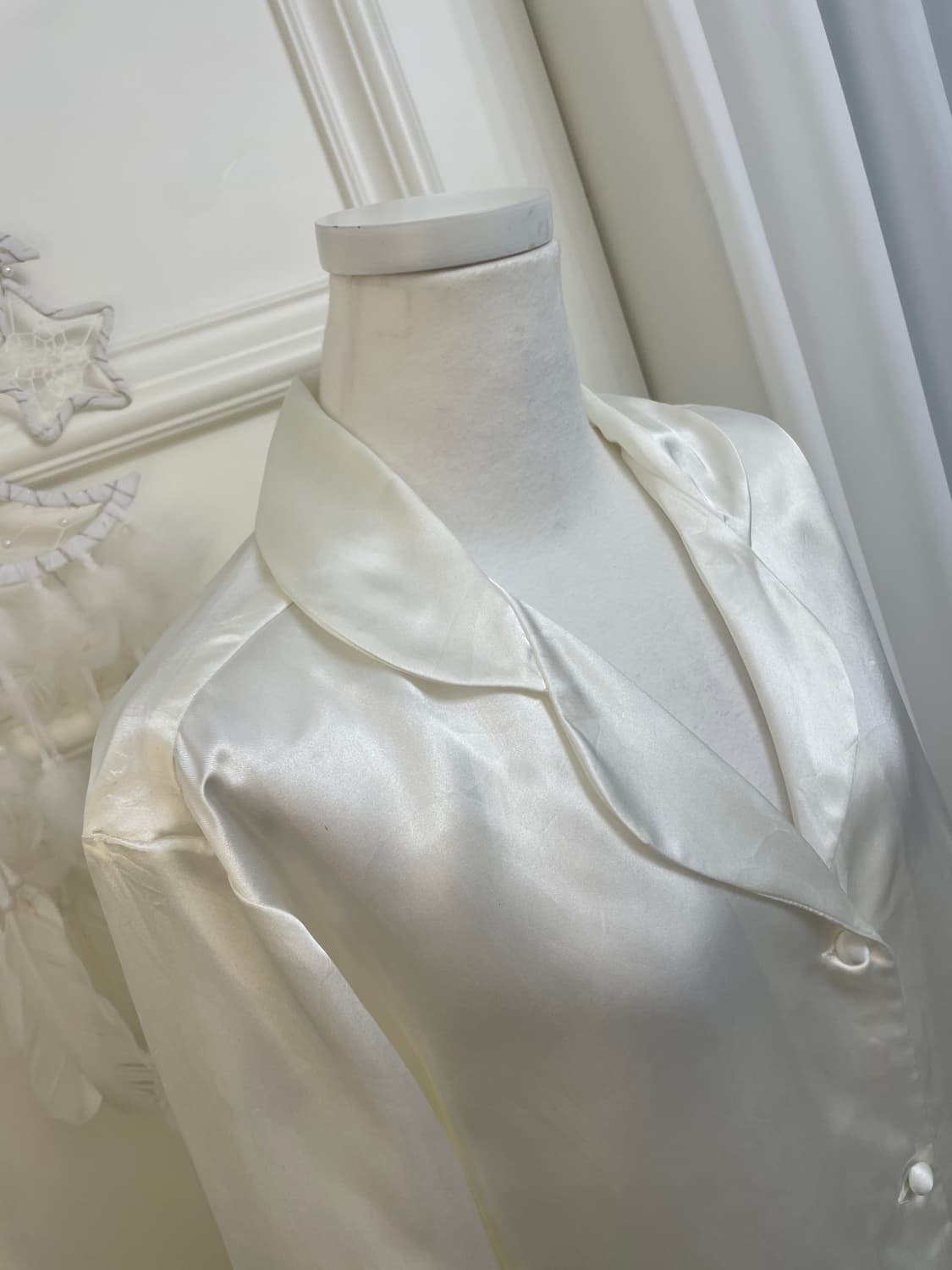 white 100% silk pajama set(size-L) 상품이미지8
