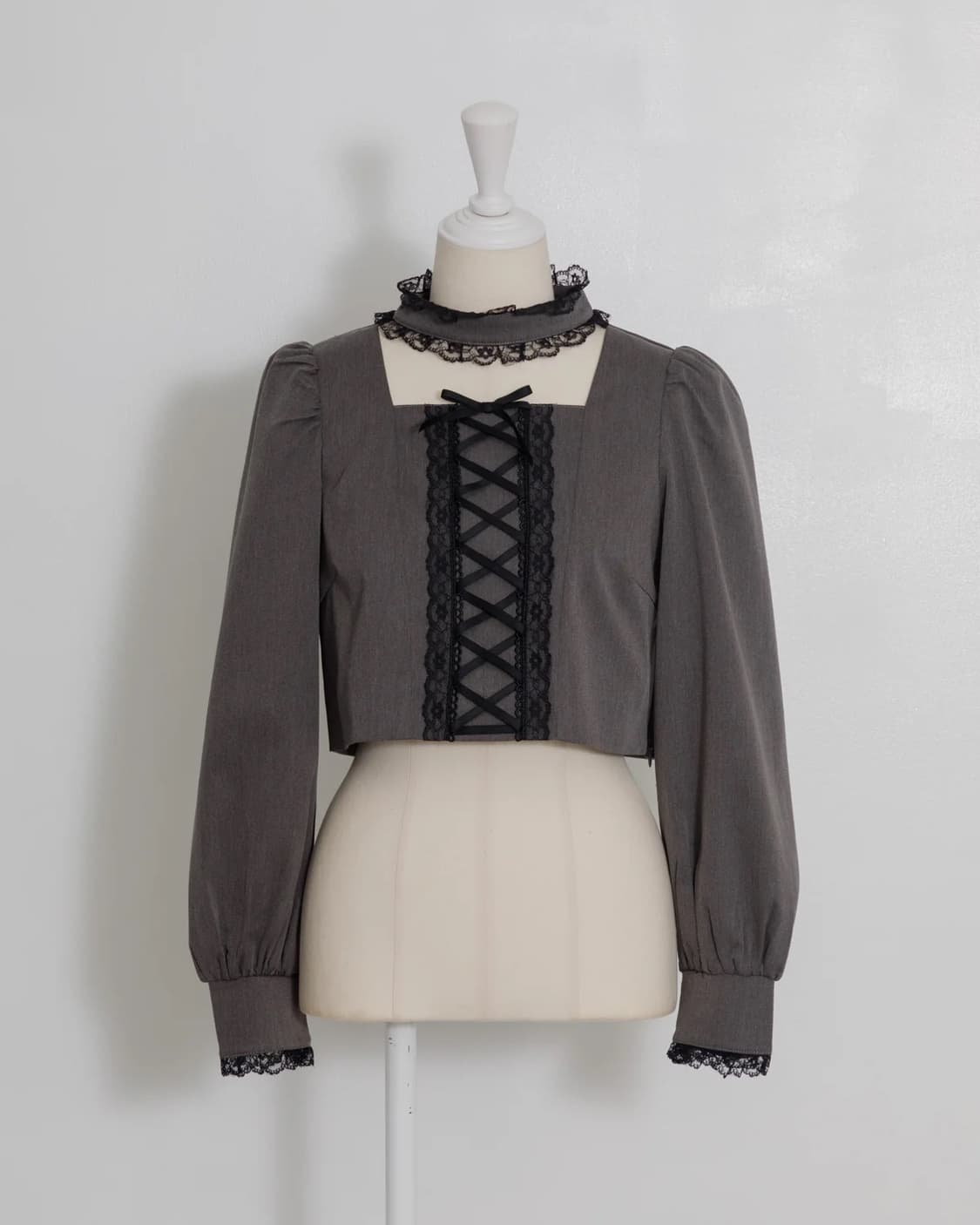 피움 일브 레이스업초커탑상의 페더울플레어스커트 코튼레이스프릴리본원피스 상품이미지2