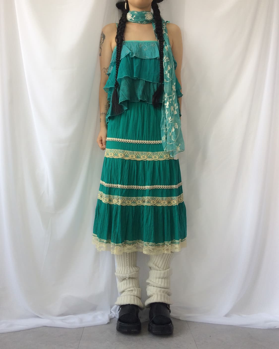 Lace trimming layer long skirt 상품이미지4