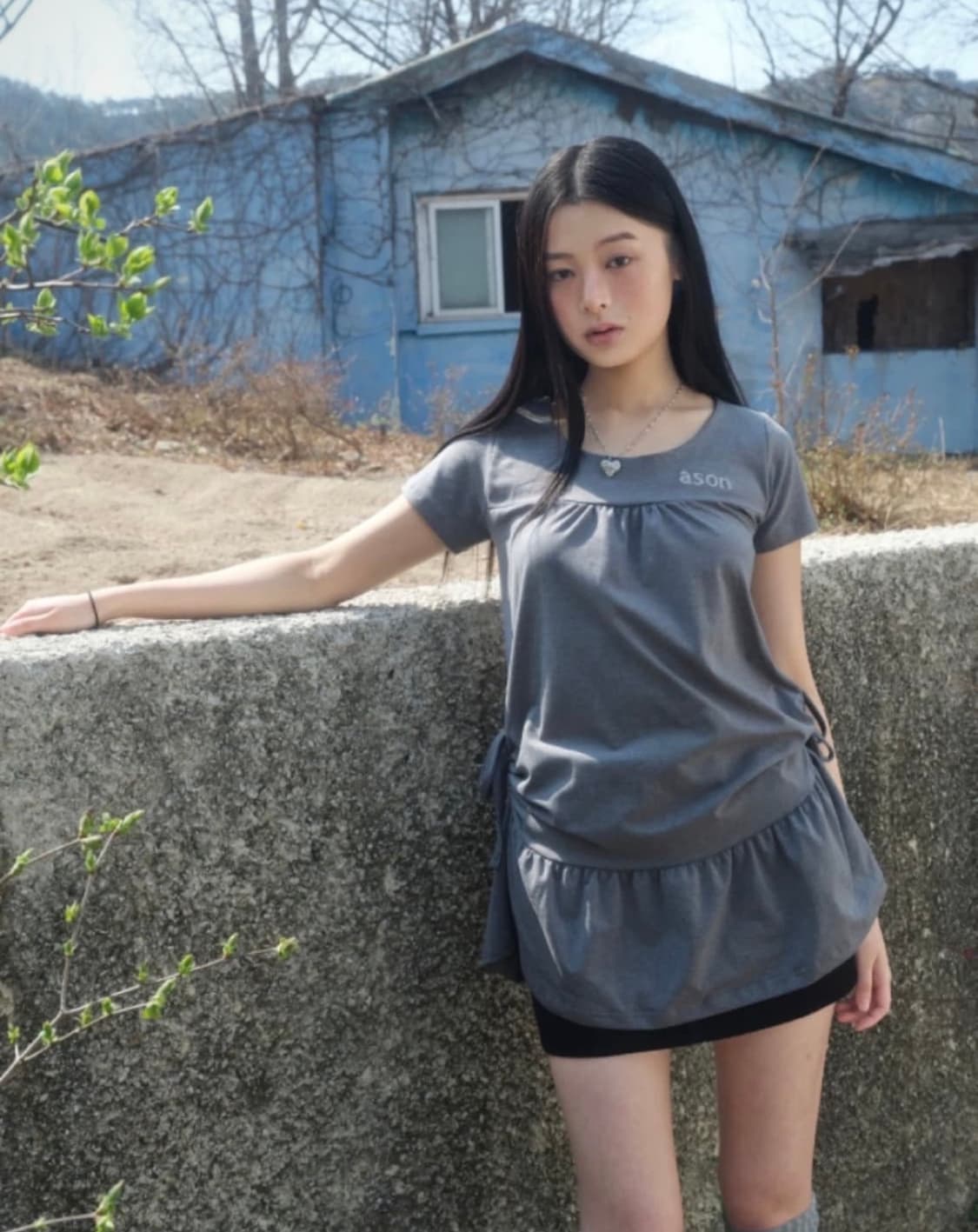 애즈온 프릴 드레스 원피스 그레이 상품이미지2
